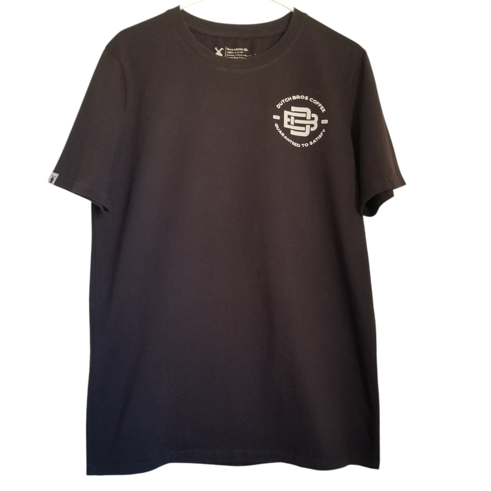 Mens Black Dutch Bros Crew Neck Short Sleeve Tee Size Large